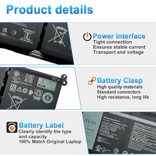 Image of 41Wh G91J0 Laptop Battery for Dell Latitude 3520 3420 3320 3330 Inspiron 3510 3511 3515 5310 5410 5418 5510 5515 5518 14 Plus 7420 7415 2-in-1 Vostro 5620 5625 Series JGCCT N9XX 0PG8YJ FH3K2