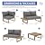 Soleil Jardin 4 Piece Acacia Wood Patio Furniture L-Shaped Outdoor Sectional Sofa Set with Coffee Table, FSC Certified Conversation Set with Built-in Side Table and Grey Cushions for Garden