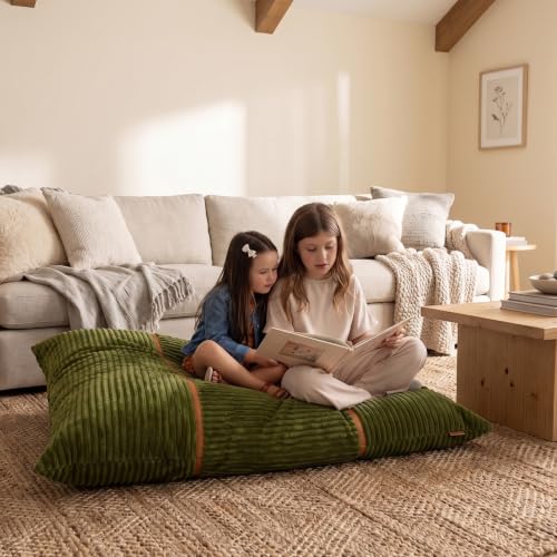 Image of Big Joe Turnabout 3-in-1 Convertible Kids Bean Bag Chair, Moss Green