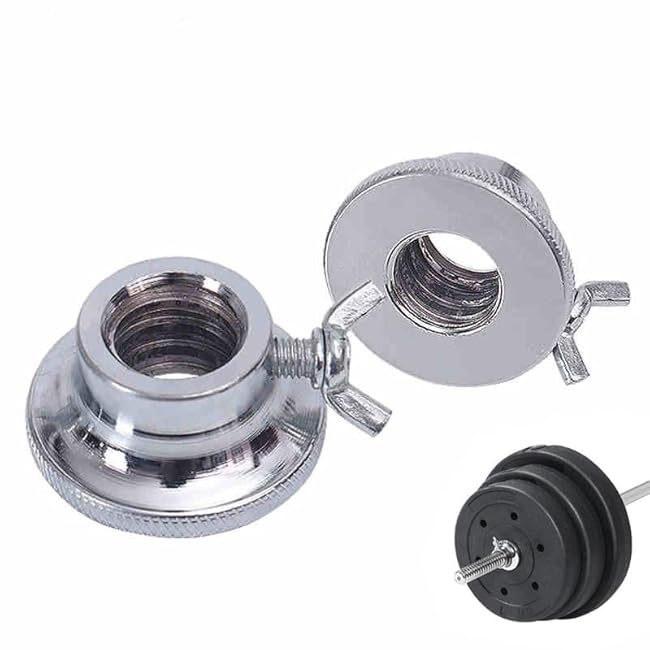 2 Pack Dumbbell Collars Spin Locking Nut with Safety Lock Screw Clamps for 1'' Standard Threaded Dumbbell Handles Weight Bar Hand Weight Set Barbell Adjustable Dumbbells Weight Set