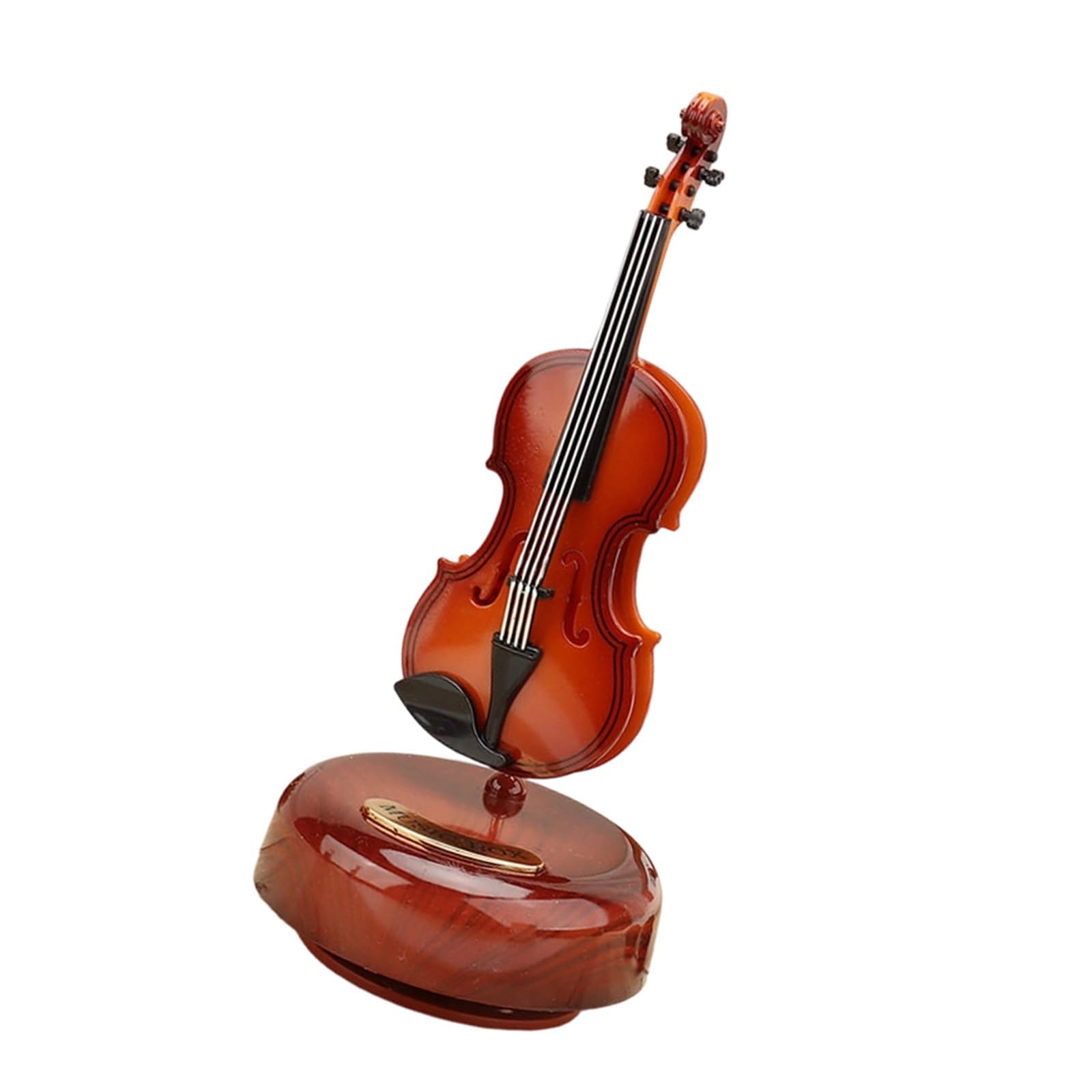 ZXFJYUIP Rotating French Horn Pipa Moon Lute Music Box Guitar Instrument Model Office/living Room Decoration(Violin)
