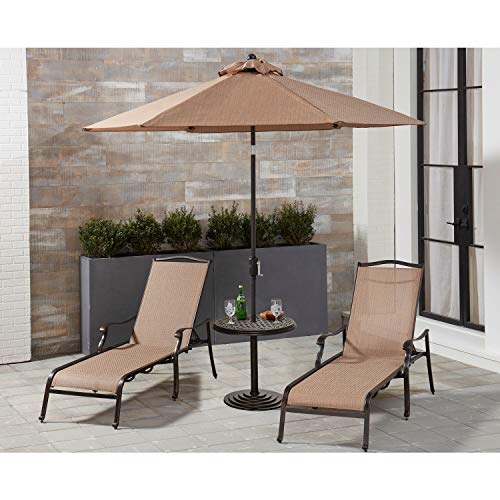 Hanoverhanover 25 In Round Cast Top Side Table With 9 Ft Umbrella In Tan Hanumbtbl Rc Su Outdoor Furniture Black Dailymail