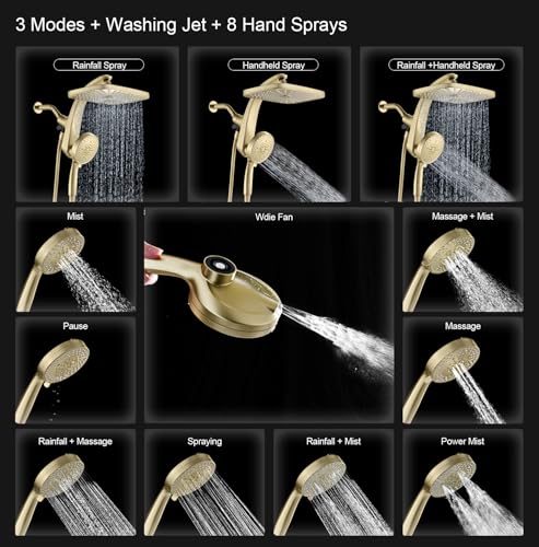 Image of Rain Shower Head with Handheld Showerhead, Glod 1.75GPM 460311