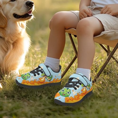 Kids Shoes Running Shoes Girls Boys Primary School Students Sports Shoes Spring and Autumn Casual Shoes Cartoon Dinosaur Fire Pattern3