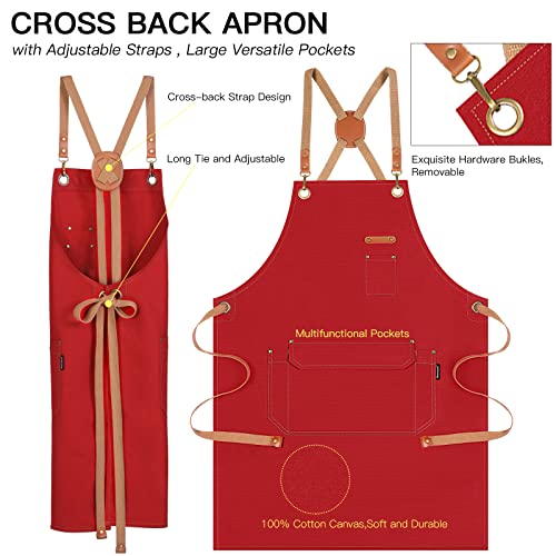 Genixart Chef Apron for Men Women with Pockets, Cross Back Kitchen Apron Cooking, Baking, BBQ, Art Painting - Image 3