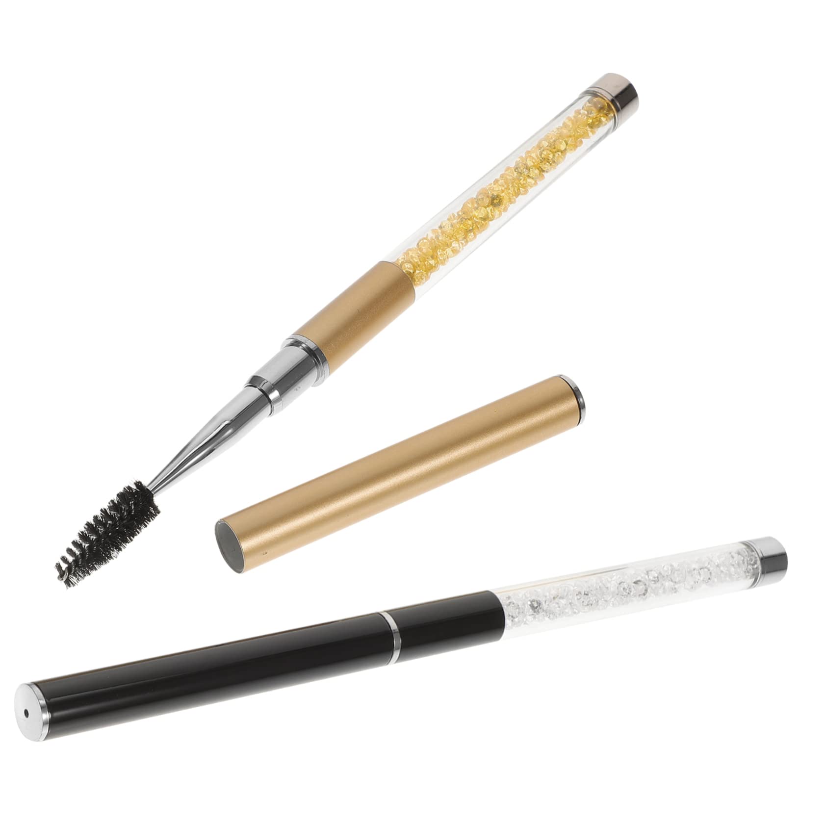 Mikinona 2pcs Natural Finish Eyelash Brush Mascara Wand for Extensions Brow Spoolie Brush