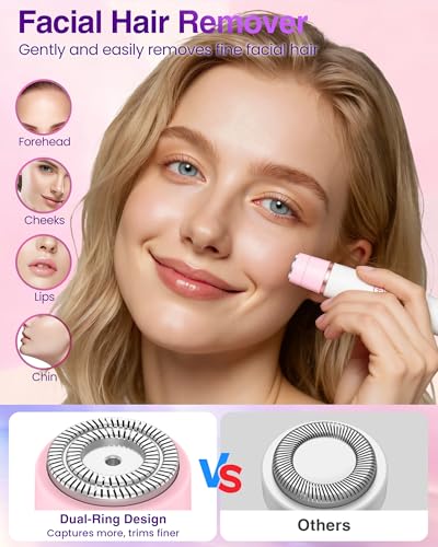 Rasuradora Mujer Zona Intima Rasuradora Facial Mujer: Todo en Uno Afeitadora Mujer para Zona Intima, Facial, Cejas, Resistente Agua, 4 Cabezales y 2 Peines Precisión, Recargable USB-C con Bolsa - imagen 4