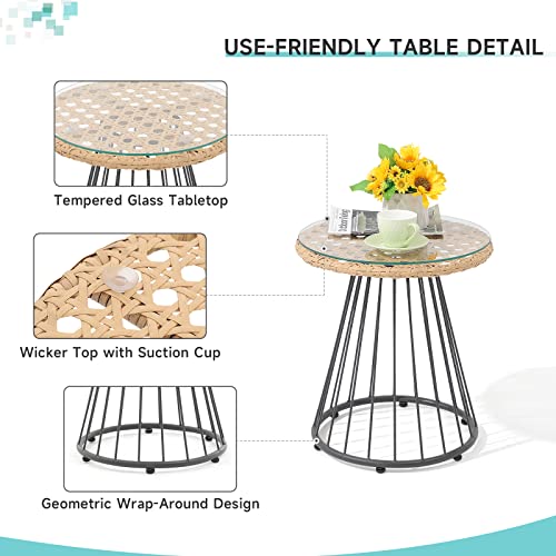 Verano Garden 111 3 Piece Outdoor Bistro Set, Patio Wicker Chairs Set With Coffee Table, Balcony Furniture, Front Porch Furniture For Garden Deck Living Room Backyard thumb #2