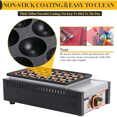 SAIYERUS Electric Takoyaki Maker with Takoyaki Tools - Specialty & Novelty Cake Pans for Takoyaki Octopus Ball, Pop, Ebelskiver, Aebleskiver - Easy Clean, 50-300℃ Adjustable Temperature, 28 Holes - Image 4