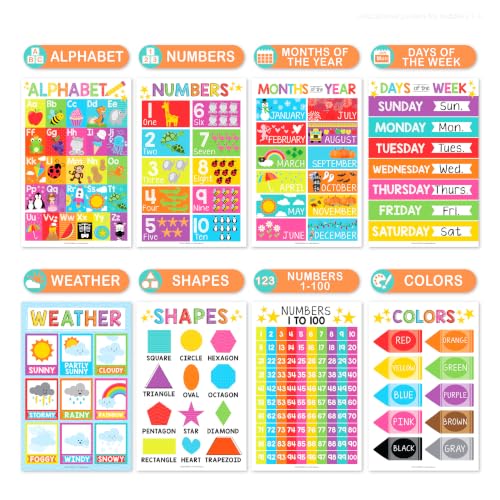 Hadley Designs 16 Educational Posters for Classroom Must Haves - Laminated Pre-K Posters for Toddler Homeschool Essentials, Toddler & Preschool Learning Activities, Kindergarten Classroom Decor — view 3