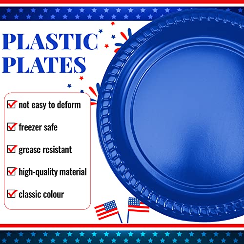 Sabary 240 Count Patriotic Plastic Plates 7 Inch 4Th Of July Party Plate Bulk Disposable Dinner Plates Independence Day Decorations For Thanksgiving Halloween Appetizer Dessert (Red White Blue) #TOP2