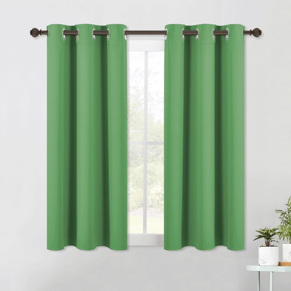 NICETOWN Blackout Curtains &amp; Drapes for Bedroom, Forest Green, W34 x L40, Set of 2, Triple Weave Grommet Top Thermal Insulated Light Blocking Panels for Bathroom/Living Room