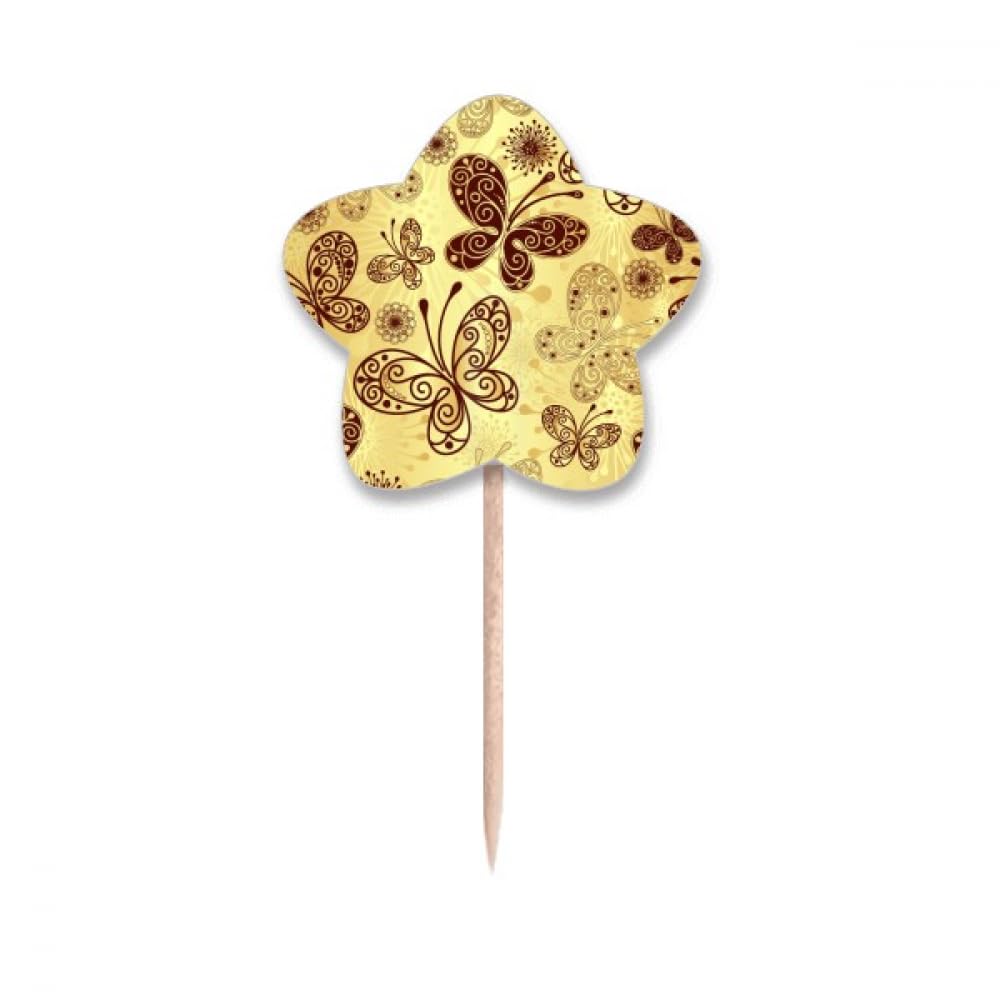 Papier peint jaune cure-dents etoiles et decoration murale cupcake pics drapeaux