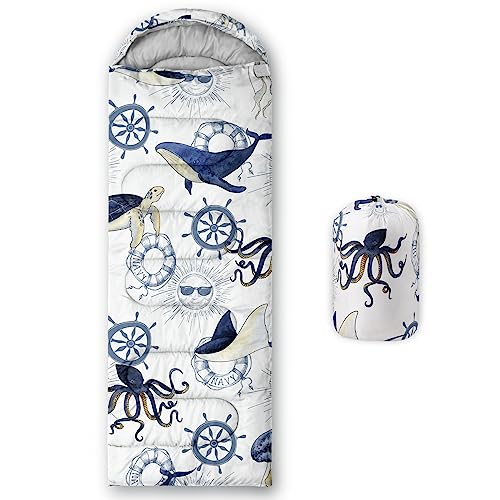 CVHOUSE Bolsas de Dormir Whale para Camping, 3 Temporadas, Ligera, Impermeable para Adultos y Niños, 31x90 pulgadas miniatura 1