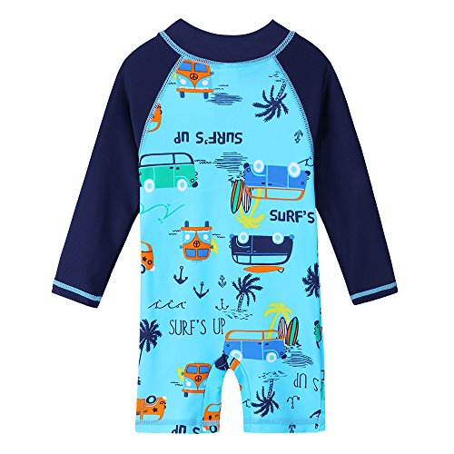 Image of HUAANIUE Toddler Boy Swimsuit Rashguard One-Piece Swimwear 0-6 Years