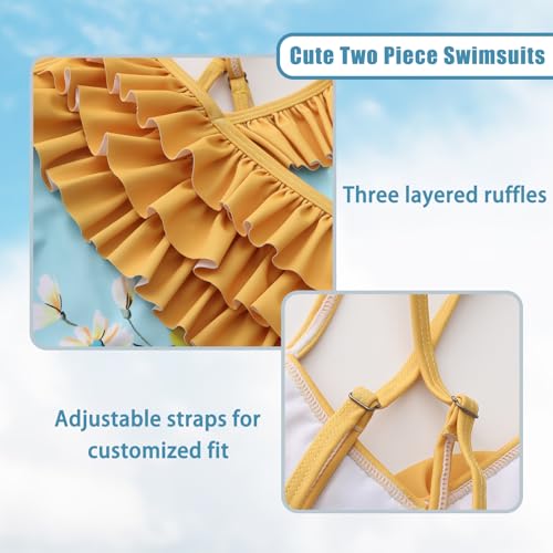 Girls Tankini Swimsuits Two Piece Bathing Suit Hawaiian Ruffle Swimwear Set for Kids Girls 3-16 Years4