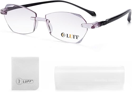 Miniatura 1 de LUFF Lentes de lectura sin montura para mujer, elegantes lectores de computadora con bloqueo de luz azul, antifatiga ocular, sin marco, lente