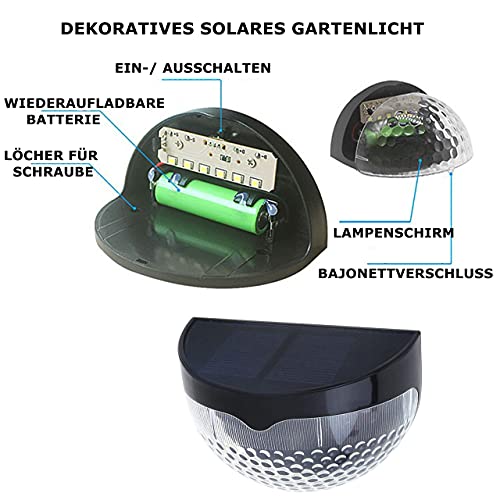 Gioyonil Led Außen Garten Solarlampen,IP65 Wasserdicht Solar Wandleuchte Zaun Solarleuchten Beleuchtung Dekoration für Garten Garage Balkon Wand Treppe Weg hinterhof,8 Stück