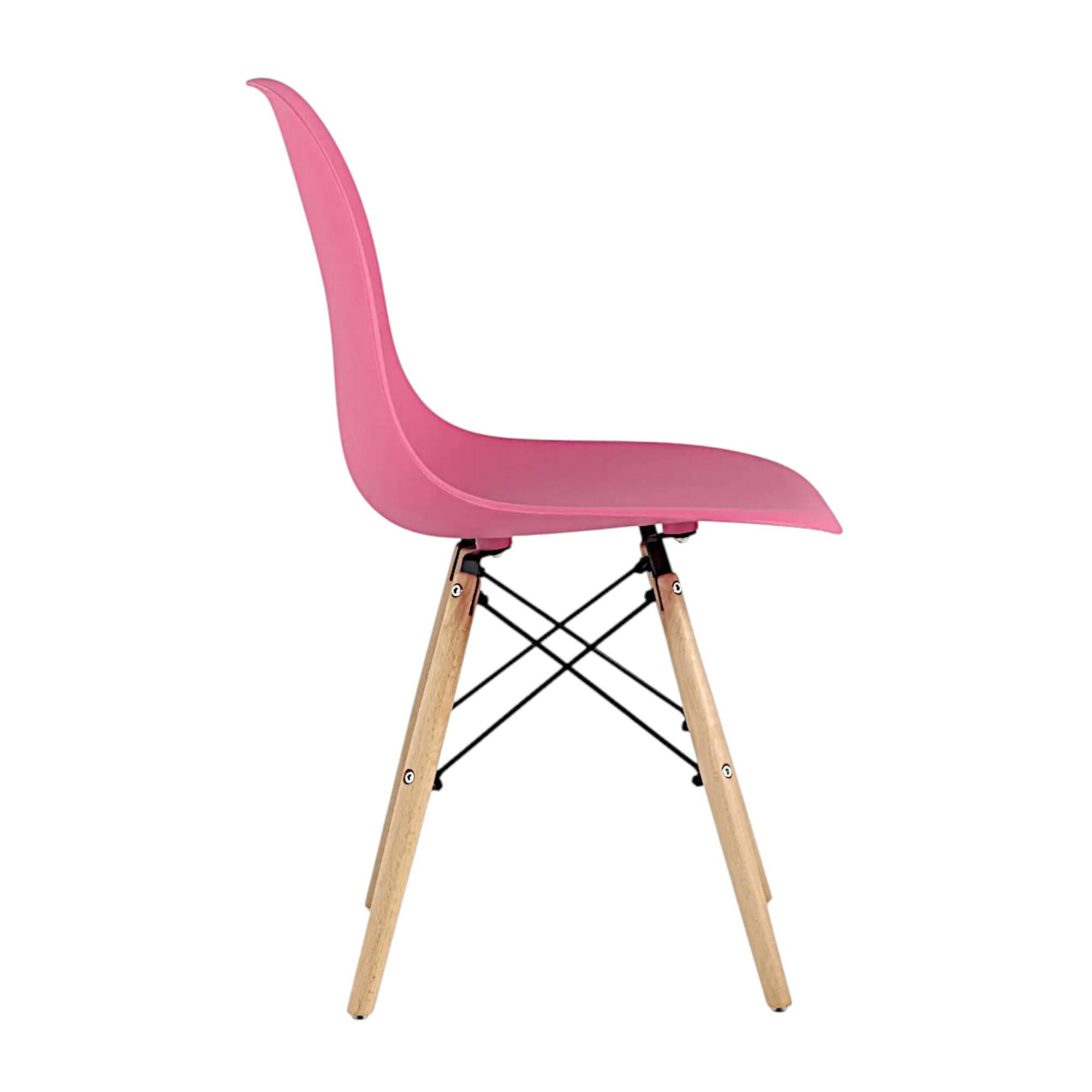 Pack de 4 Sillas de Comedor Modernas Rosa Frambuesa con Patas de Haya Maciza y Estructura Metálica – Sillas Nórdicas para Cocina y Salón 53x47x83 cm (Rosa Frambuesa)