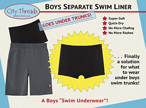 City Threads Boys Solid Swim Liner, Quick-Dry Under Trunks with UPF50+ Sun Protection Made in USA, White, 44