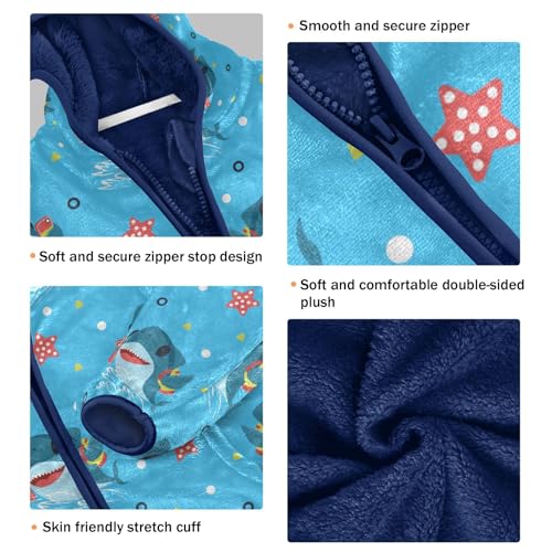 Cute Shark Girls Fleece Jacket Girls Fall Jacket Girls Zip Up Hoodie Girls Sherpa Jacket 2-10T3