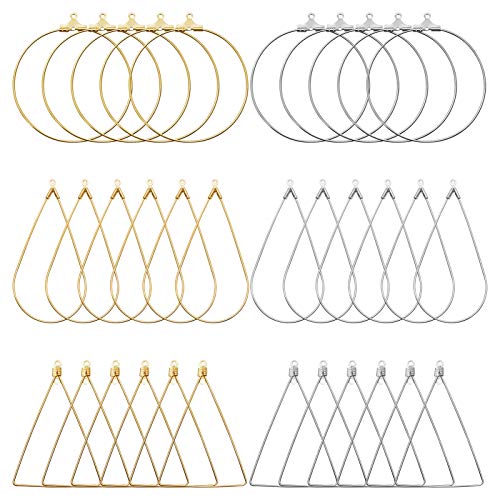 96pcs Beading Earrings Hoop for Jewelry Making,Round Beading Hoop Earrings Bulk Jewelry Making Supplies Jewelry Finding Triangle Teardrop Earring with Hoop for DIY Craft Earring Jewelry Making Earring