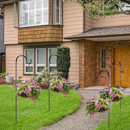 image for Tandefio 4 Pack Shepherds Hook 92 Inch Outdoor Hummingbird Feeder Stan