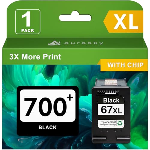 Image of 67XL Black Ink Cartridge Compatible for HP Ink 67 XL Black Printer Ink Cartridge Work for DeskJet 2700 2700e 2755e 2800 2855e 4155e 4255e 2852e Envy 6055e 6000 6455e (1 Black)