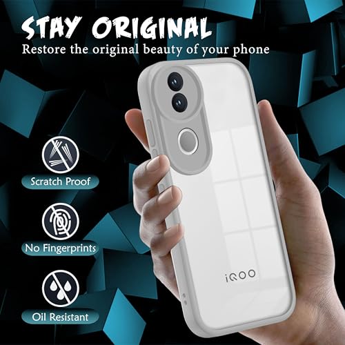 Image of V-TAN Back Cover for IQOO Z10R 5G, Transparent Clear Case Compatible with IQOO Z10R, TPU, Camera Protective, Scratch Resistant Shockproof Mobile Cover with Anti-Slip Grip (Gray)