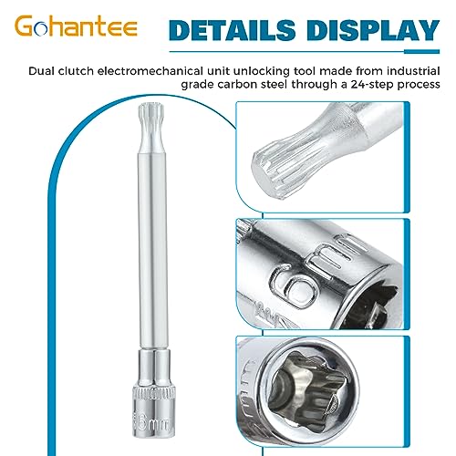 Image of gohantee Gearbox Clutch Motor Electromechanical Unit Unlock Tool, Transmission Actuator Reset Tool Compatible with Ford DSG 6 Speed DPS6 6DCT250 Clutch 6mm 14 Spline Socket with 1 /4 inch Drive, T40154