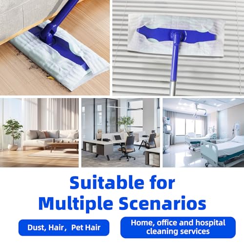 Image of Disposable Dry Sweeping Cloths for KZKR Push Clamp Mop,Compatible with Swiffer Sweeper - 60 Count, 8.6 inch x 11.8 inch Refill Pads for Floor Mopping, Dusting & Daily Cleaning (Mop Not Included)