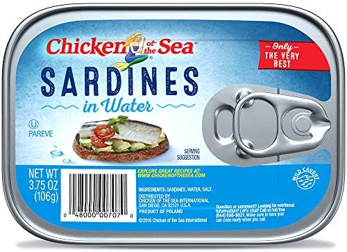 Chicken of the Sea Sardines in Water, Wild Caught, 3.75 oz. Can (Pack of 18)