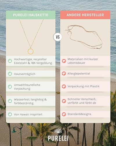 Purelei Karma Kette Damen (Gold) – Halskette Damen aus langlebigem Edelstahl – Wasserfeste Kette mit Anhänger… – Ansicht 4