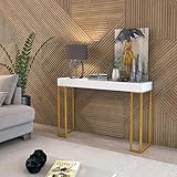 D+MOB Aparador Planalto 90cm com Pés de Ferro Dourado Design Moderno (Branco)