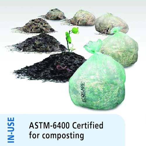 Sacs compostables Stout Ecosafe-6400 de 0,85 ml pour tri écologique vert
