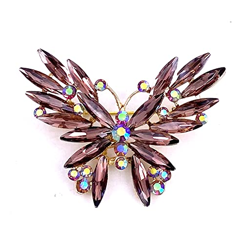 Broche papillon en cristal violet idée cadeau doré pour fille et femme
