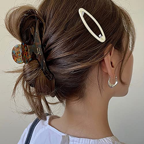 Yzurbu 4Pcs Big Hair Clips, Oval Snap Hair Barrettes French Hair Accessories For Thin & Thick Hair thumb #2