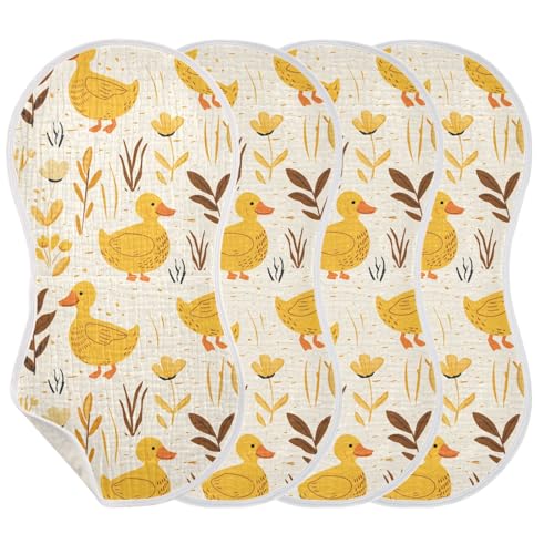 Cute Ducks Cotton Muslin Burp Cloths Large Breathable Baby Rags for Unisex Set of 2, 22x11in3
