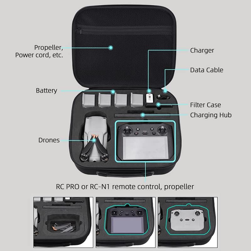 Miniatura 4 de Estuche de transporte duro para almacenamiento de dron para Mavic Air 2Air 2S, drone, control remoto y funda de accesorios, bolsa protectora de