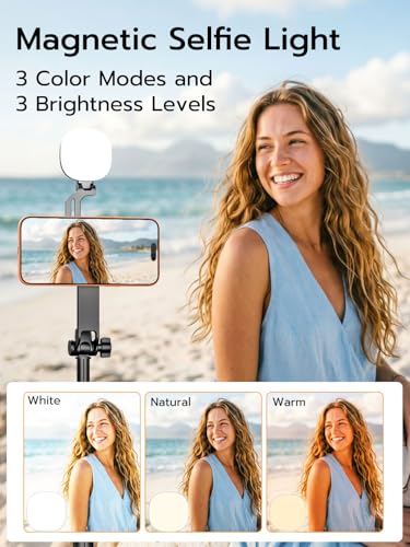 Trípode magnético para iPhone con luz selfie y control remoto extensible 3