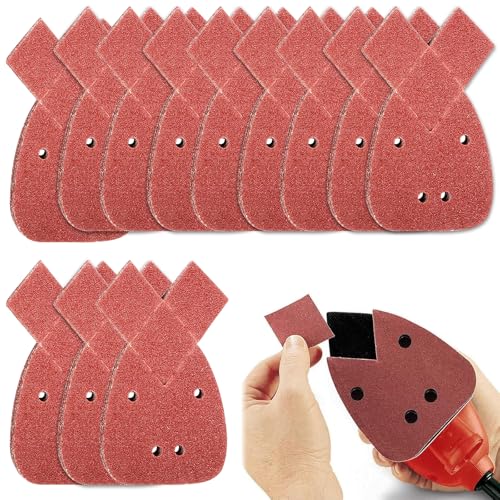 Black and Decker Mouse Sander Pads 60 PCS Sanding Pads Discs Assorted Sandpaper 40/60/ 80/120/180/240 Grits Palm Sheets with Extra 2 Tips for Replacement Fits Black& Decker Detail Electric Hand Sander