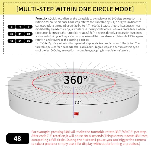 Plataforma giratoria de fotografía motorizada remota, plataforma giratoria giratoria 360 cabina de fotos perezosa base giratoria para pantalla, modelos de escáner 3D (rango de carga: 220 libras