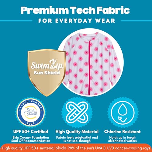 Image of SwimZip Girls' 3 Pc Swim Set w /Long Sleeve Rash Guard, Tankini & Shorts UPF 50+