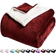 LBRO2M Sherpa Fleece Bed Blanket Queen Size Super Soft Fuzzy Plush Warm Cozy Fluffy Microfiber Couch Throw Velvet Double Reversible Luxurious Blankets (Red,(90x90 Inches))