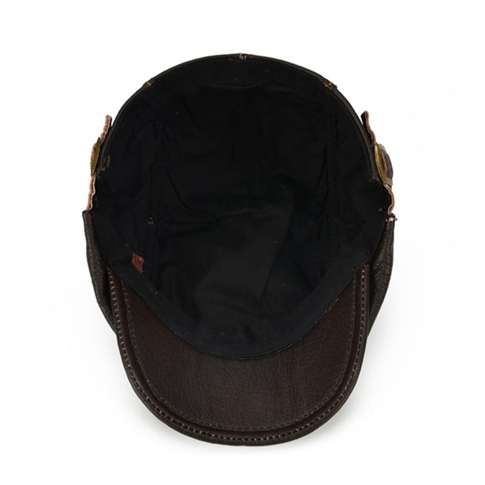 Mężczyźni Kawa Beret Prawdziwej Skóry Skóry Wołowej Płaskie Czapki Mężczyzna Zima Solidna Prawdziwa Skóra Duckbill Retro Gatsby Ivy Hat