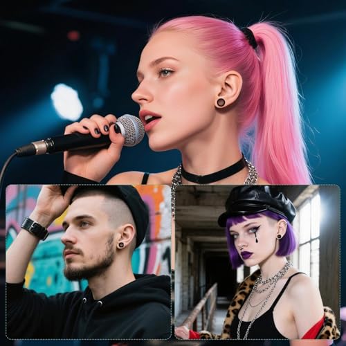 YSHODGU 16 Stück Weich Silikon Ohr Tunnel, Body Piercing Expander, Ohrdehner Plug Piercing Expander Set, 8 Spezifikationsgrößen, Sicher und Flexibel Tunnel Ohr für Frauen & Männer (Schwarz)