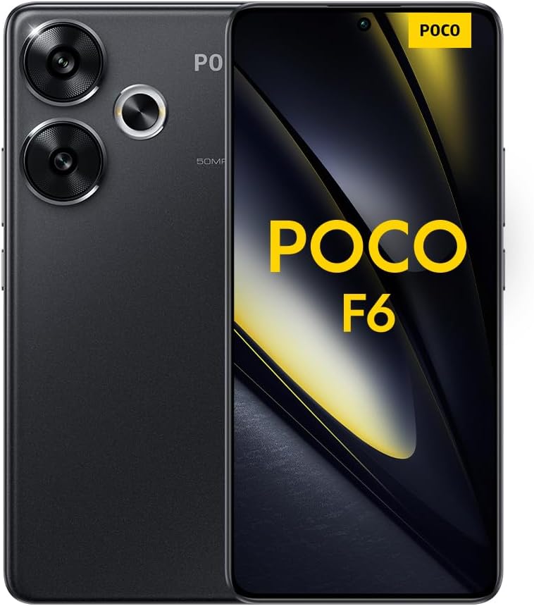 POCO F6 Black-Smartphone 8+256GB Snapdragon® 8s Gen 3, 120Hz Flow AMOLED display, 90W Turbo Charging, 50MP dual camera with OIS（UK Version+2 Years Warranty）