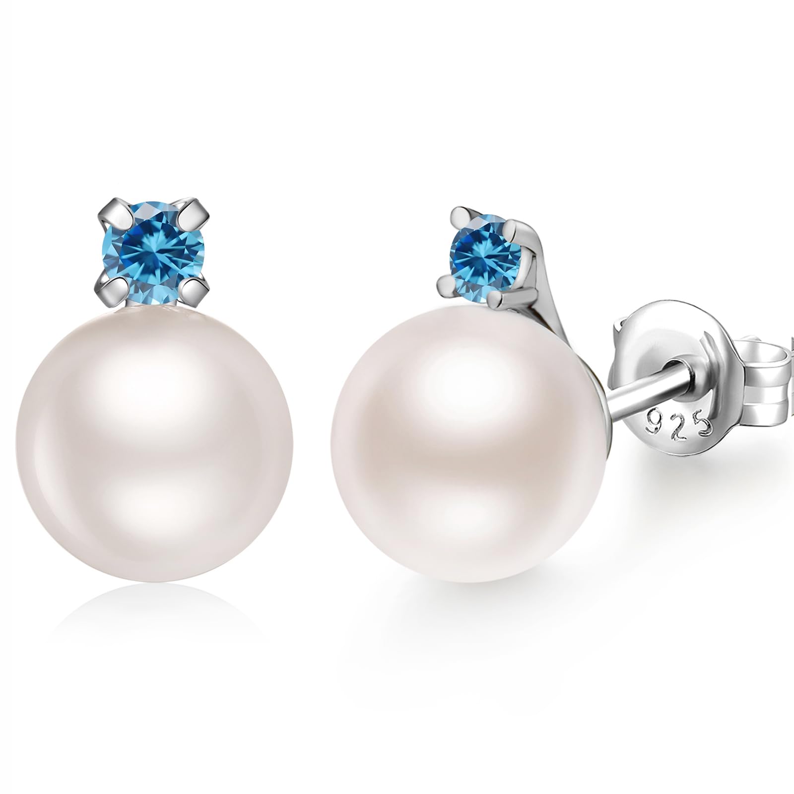jiamiaoi Glänzend Perlenohrringe Silber 925 Stecker Große Perlenohrringe mti ein Zirkoniumdioxid Ohrringe Silber Perlen Damen Ohrringe mit Perle Simulierte 13MM
