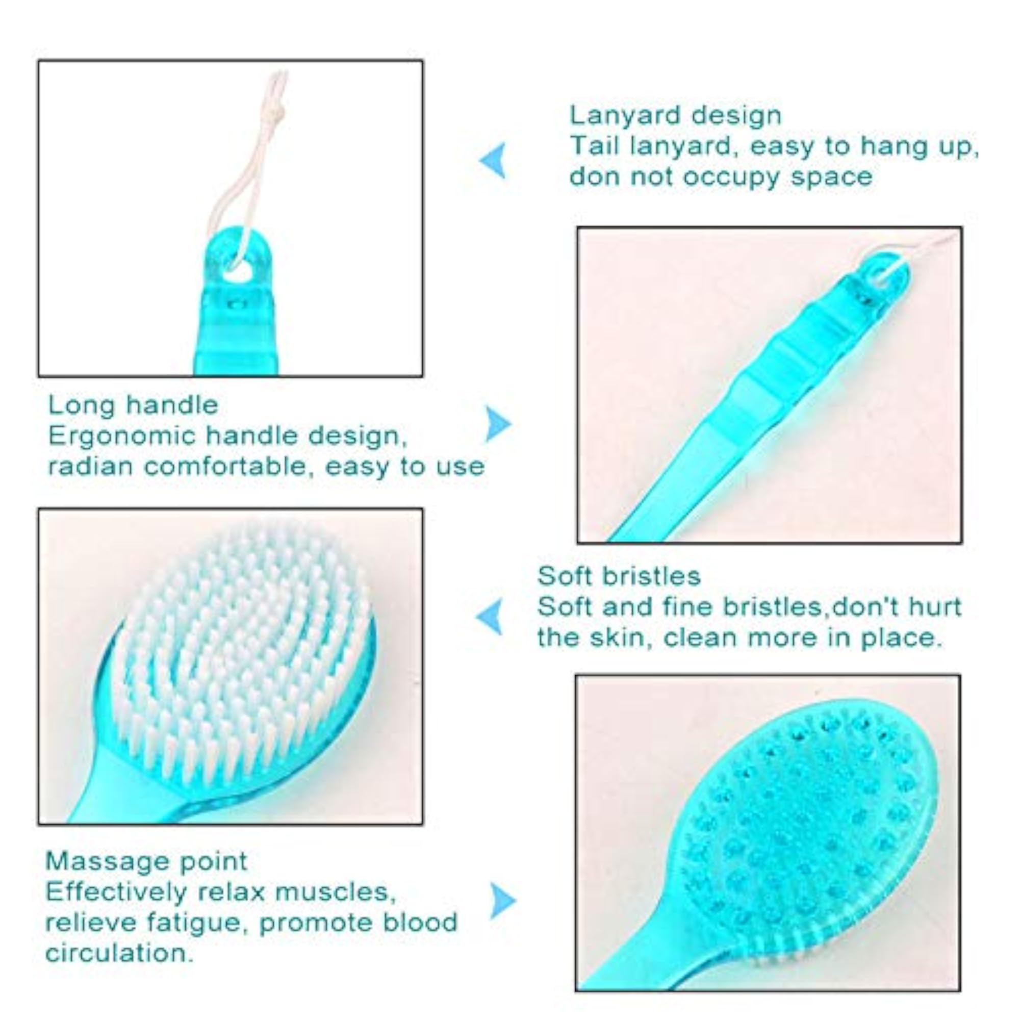 Long Handle Bath Shower Body Brush with Super Soft Bristles