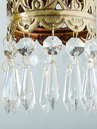 Image of Hand Carved Brass & Crystal Mini Cylinder Hanging Light Lamp Diwali Decoration for Home Decoration